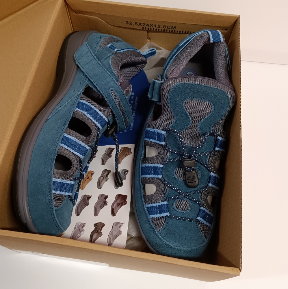 NEW Orthofeet 12 WIDE Women's Verona Fisherman Sandal Blue